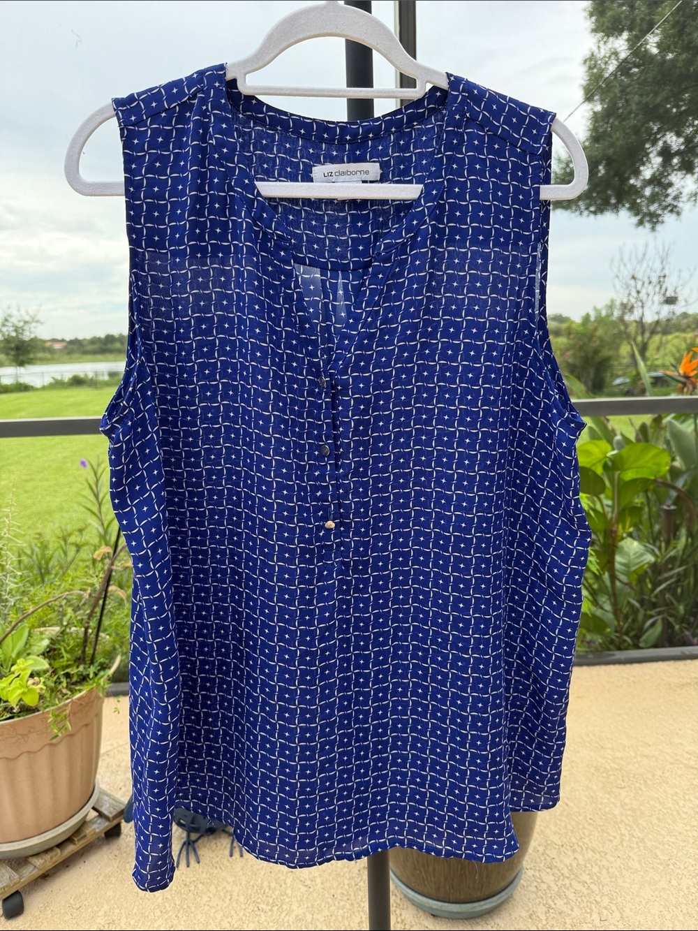 Liz Claiborne Royal Blue Sleeveless Printed Camisole